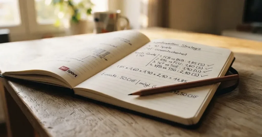 Ein aufgeschlagenes Notizbuch mit handschriftlichen Notizen und ein gespitzter Bleistift liegen auf einem hellen Holztisch im Morgenlicht.