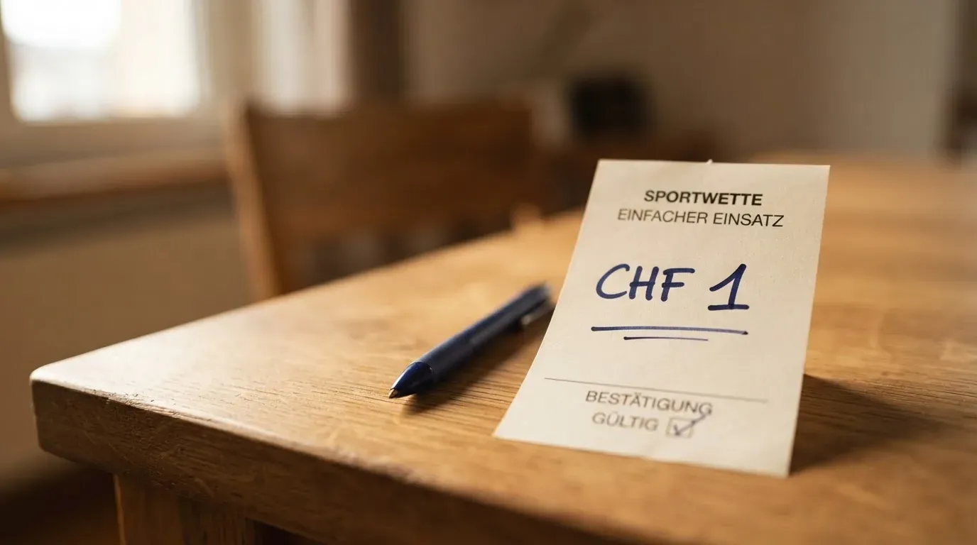 Eine Münze steht aufrecht auf der Kante eines Holztisches, der Hintergrund liegt in weicher Unschärfe